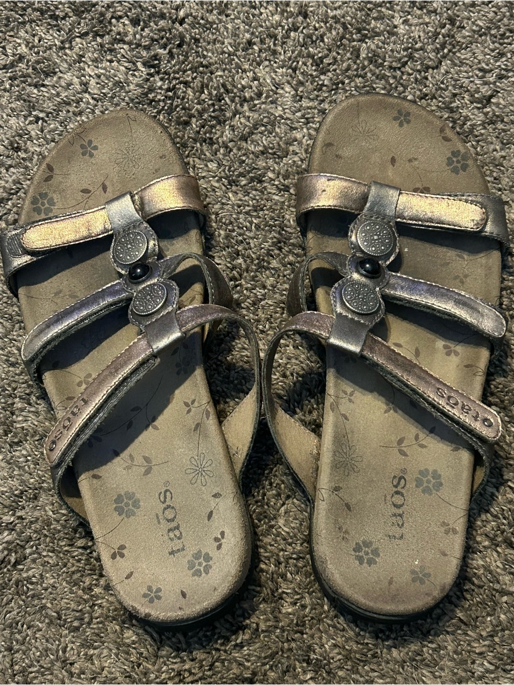 Taos Footwear Kids Iridescent Bronze Multi-Strap Sandals